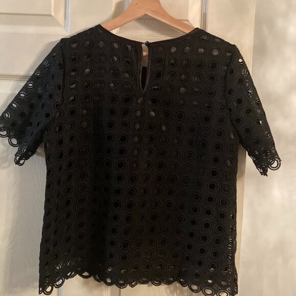 Adiva Womens Black LaceShort Sleeve Blouse - EUC - Picture 2 of 10